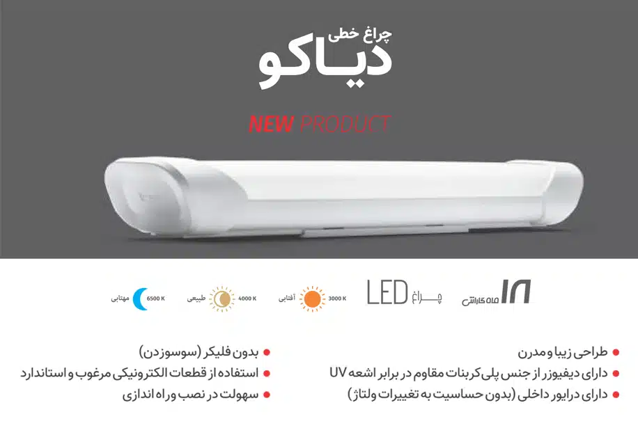 چراغ خطی روکار 80 وات پارس لایت مدل دیاکو