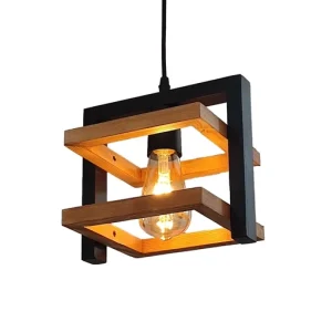 آویز تک شعله چوب و فلز رهام نور، مدل R-523